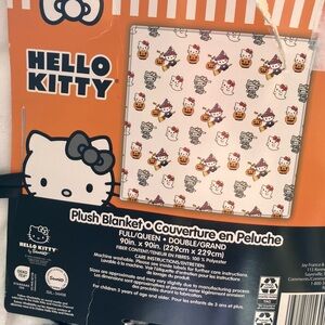 Hello Kitty Halloween Blanket - White, Black, Orange
